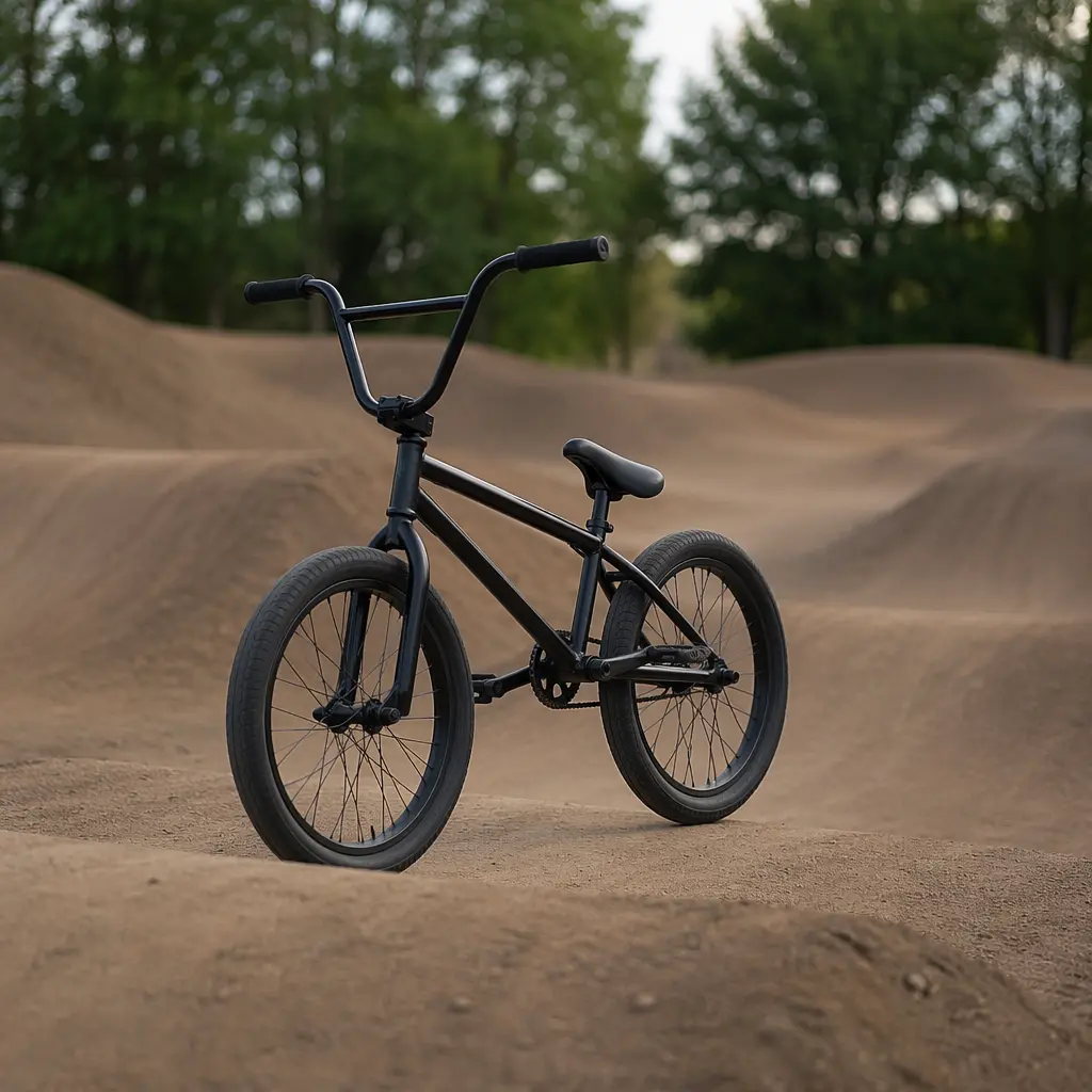 Beginner BMX bike on a pump track