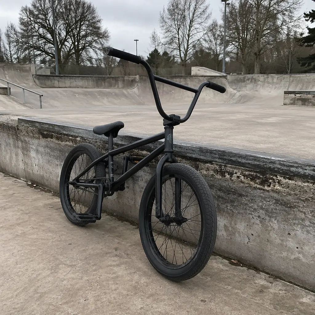 Entry-level BMX bike at a concrete skatepark