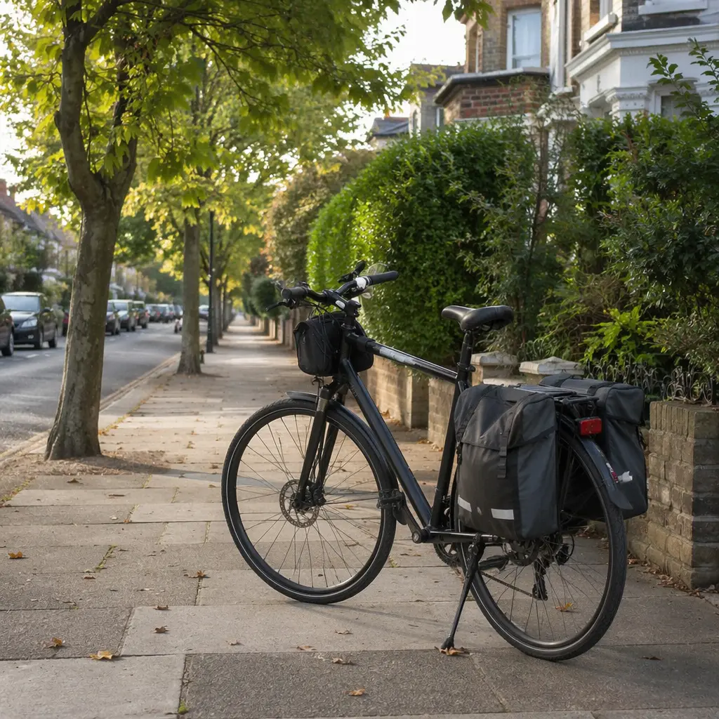 Commuter bike with panniers set up for everyday transport