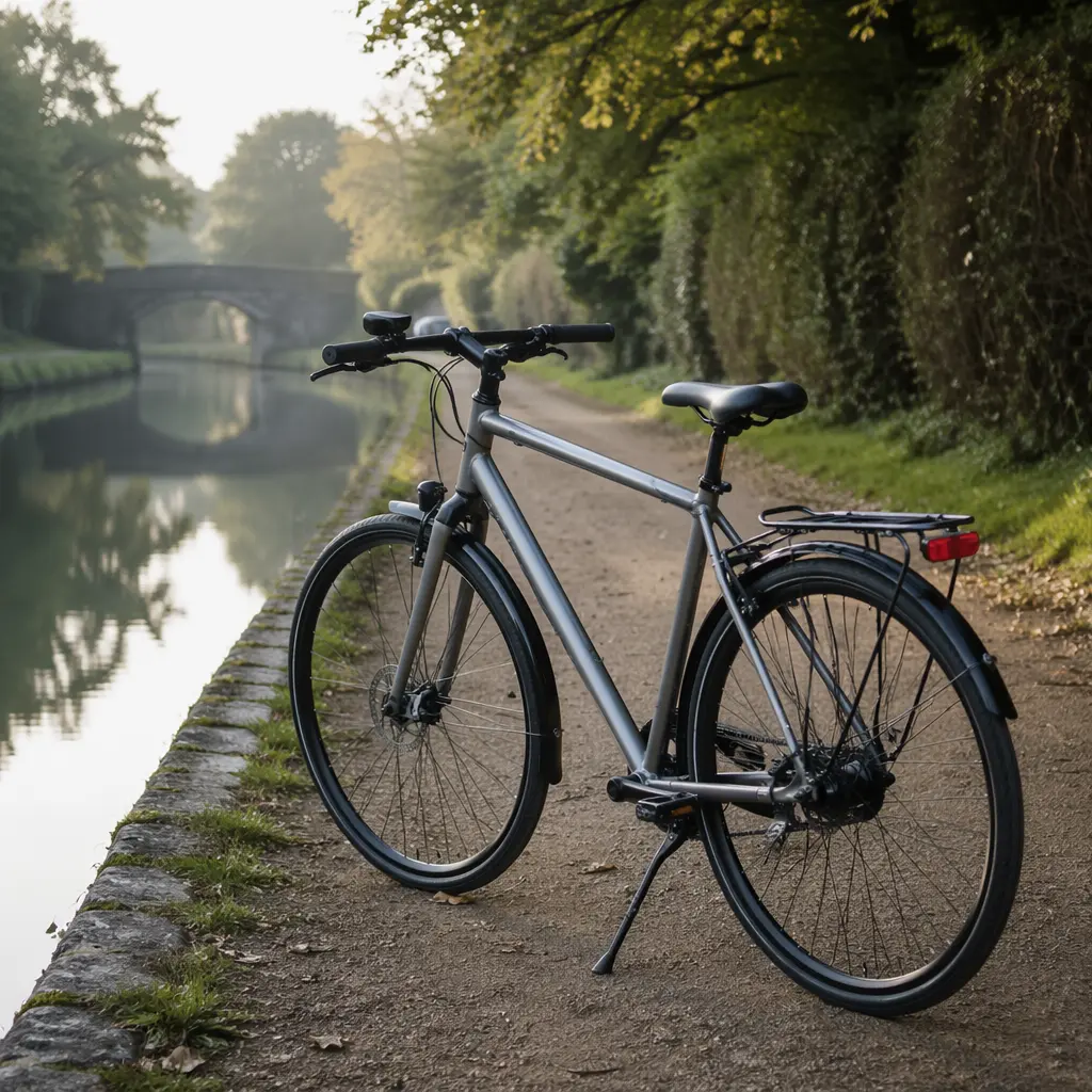 Modern commuter bike set up for everyday UK riding on a canal towpath