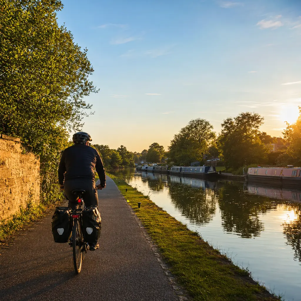 Commuter bike on a sunny canal towpath, suitable for mixed UK roads