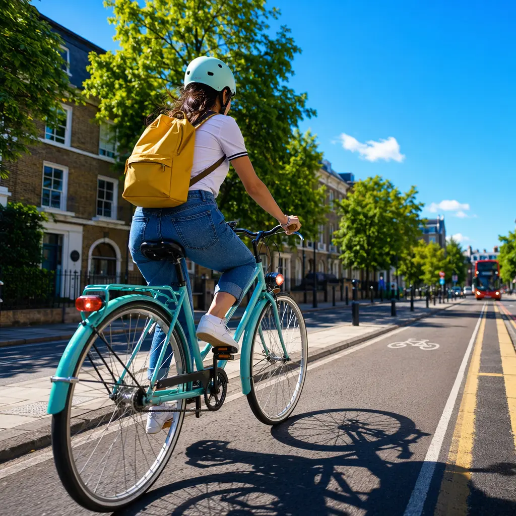 A commuter bike in bright summer light with practical accessories fitted