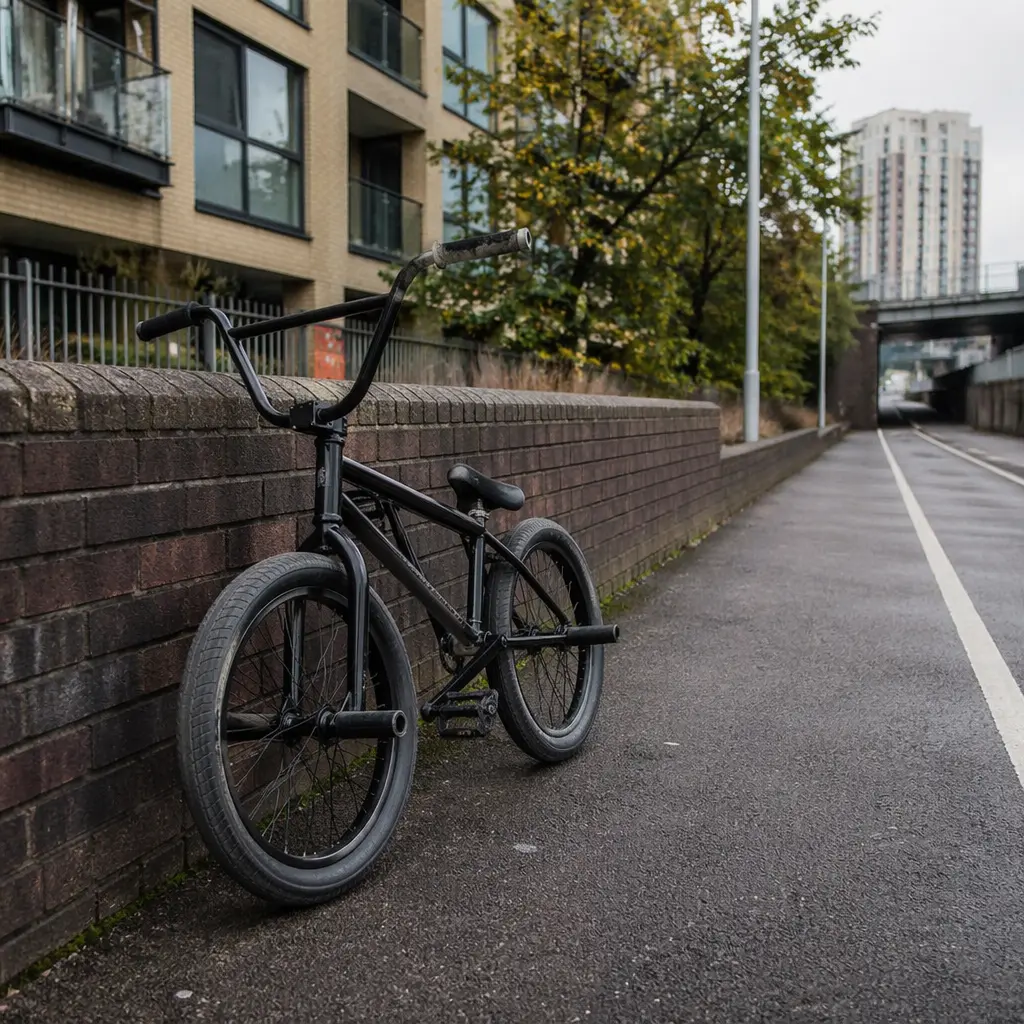 Entry-level BMX bike in an urban street riding setting