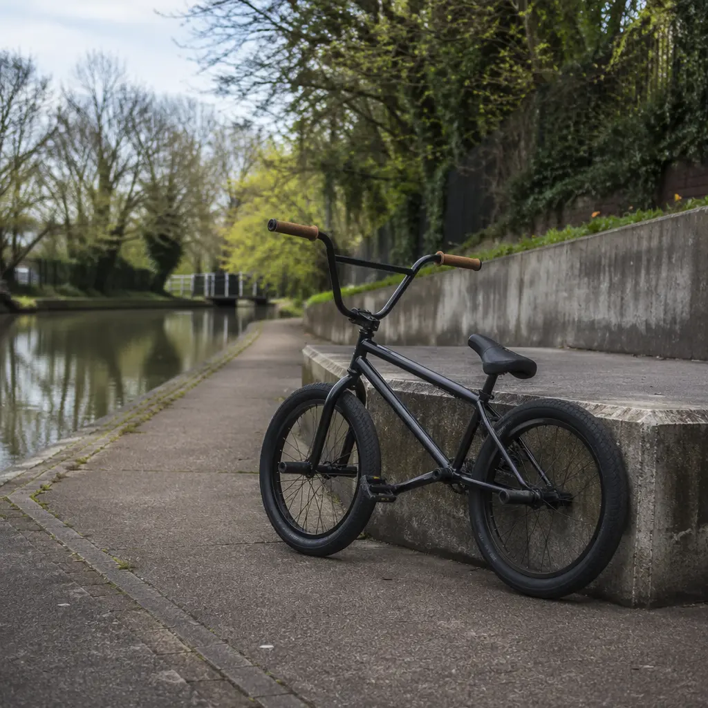 BMX bike suitable for beginner street riding near a canal towpath