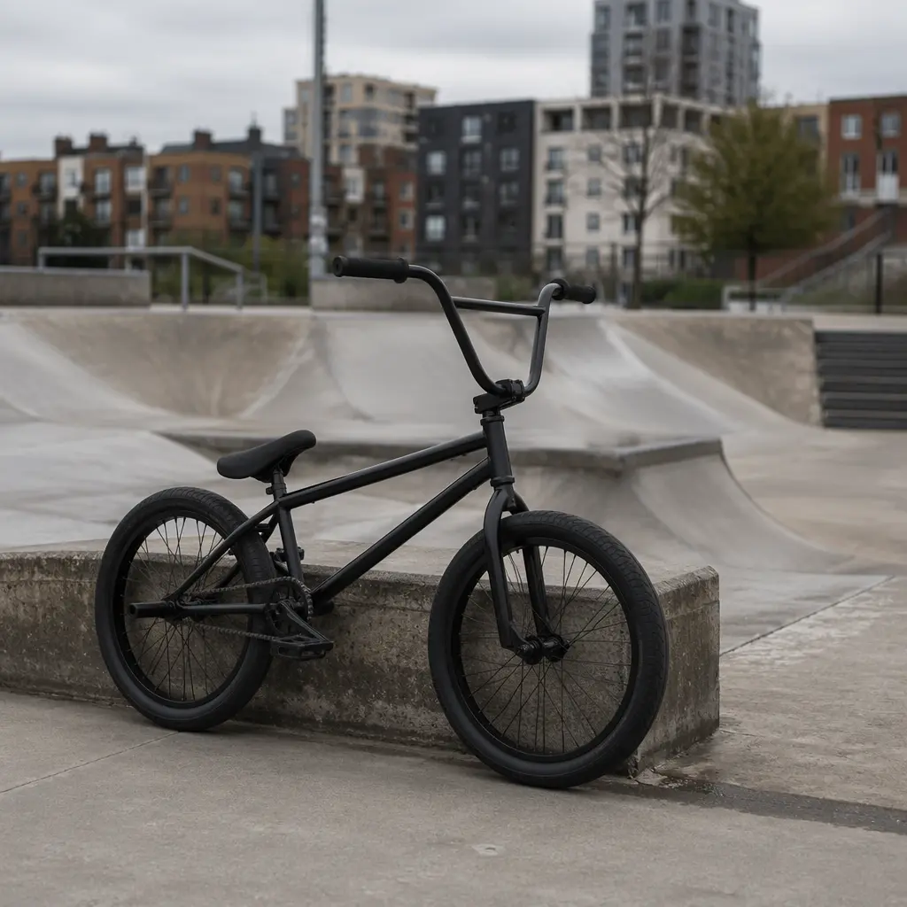Budget BMX bike suitable for park and street riding at a skate park