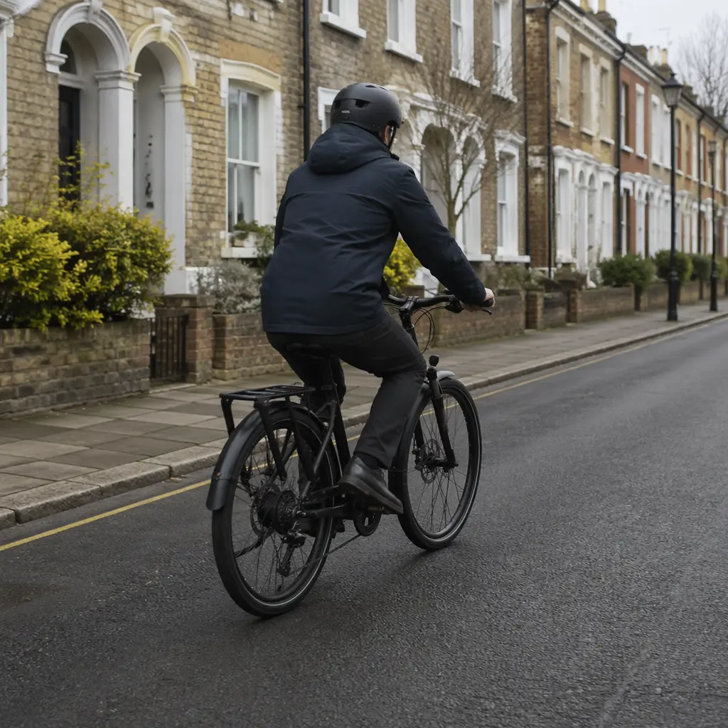 Electric commuter bike on a typical UK residential street