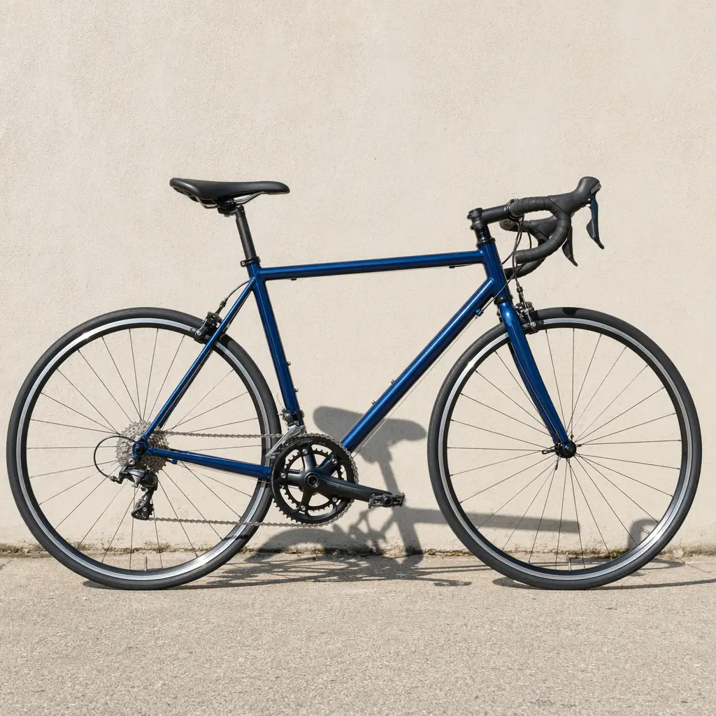 Side view of a lightweight kids’ road bike with drop handlebars