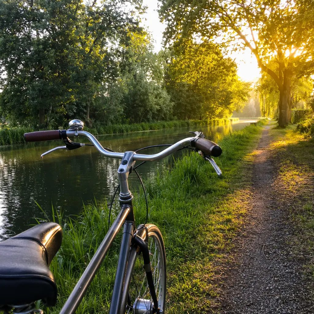 Everyday bike on a sunny canal towpath in the UK