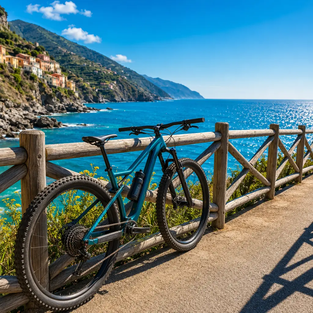 Budget mountain bike in bright coastal daylight, set up for leisure trails